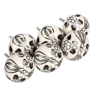 6pcs Vintage Knobs Floral Ceramic Pumpkin Drawer Pulls Knob, Black tillandsia